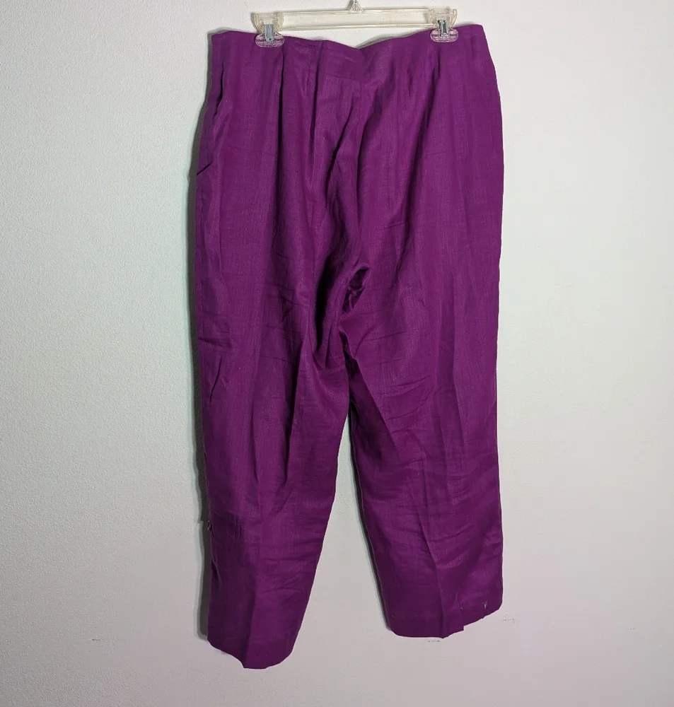 Nygard Womens Capri Top Set 100% Linen Fushia Pink Summer Beachy Plus‎ Size 14